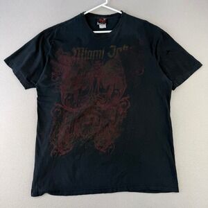 Vintage Thrashed Miami Ink T-Shirt‎ Men XL Faded Black Tattoo Graphic Y2K 2008